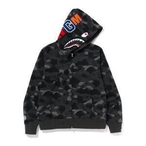 Bape Color Camo Shark Full Zip Hoodie Black